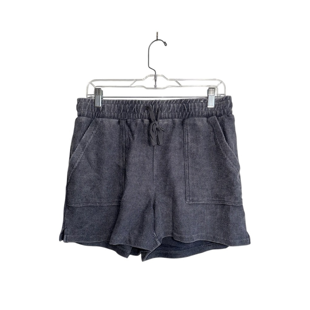 Maurices Corded Ribbed High Rise 4” Shorts Charcoal Gray Lounge Medium Women’s